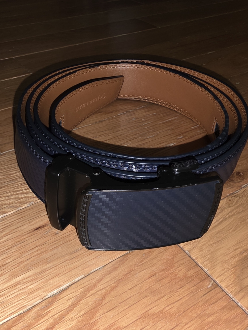 UNCUT NEW Bulliant Slide Ratchet Belt Mens Oxford Trim To Fit  56" Long WOW!